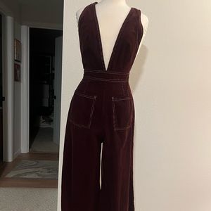 Corduroy maroon overalls